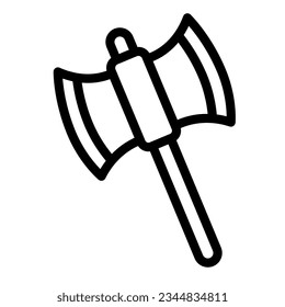 hacha de Halloween, poleaxe, icono de línea de arma medieval, concepto de halloween, hacha, signo de vector de cuchilla en fondo blanco, ícono de estilo de contorno diseño web de concepto móvil. Gráficos vectoriales.