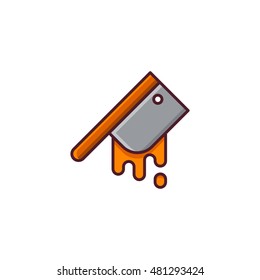 Halloween ax. Vector icon made in modern line style. Colorful illustration isolated on white background