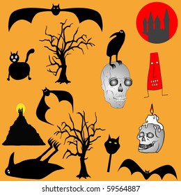 Halloween backgroud - various graphic elements