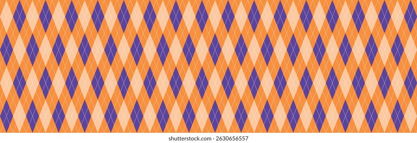 Halloween background argyle background with vintage diamond design. Flat vector illustration isolated