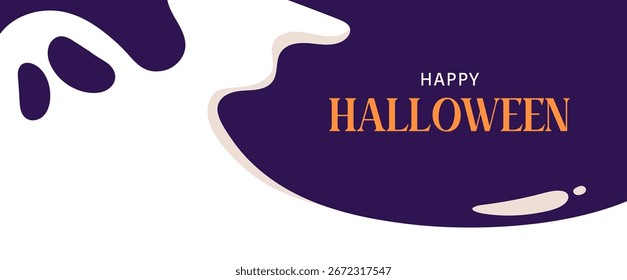 halloween background, banner. Happy Halloween vector illustration with ghosts