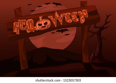 Halloween Background Banner. Vector background illustration, dark brown color.