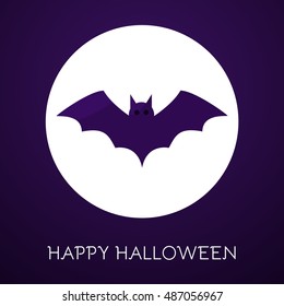 Halloween Background with Bat Icon. Vector Flat Illustration. Halloween Night Party. Trick or Treat.