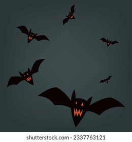 Halloween background. Halloween bat isolated on black background. Halloween Scary bat hand drawn style. Vector illustration.