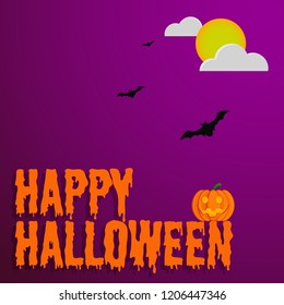 Halloween background with bat and pumpkin