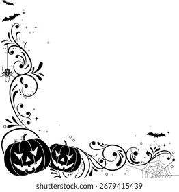 Halloween-Hintergrund mit Fledermaus, Kürbis, Gestaltungselement, Vektorgrafik