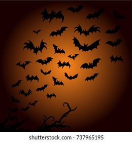 halloween background with bats 