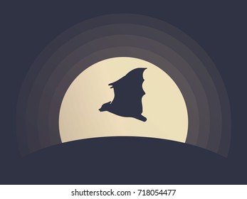 Halloween background. Bats flying in the night with a full moon in the background.