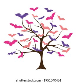 Halloween background with the bats .  Happy holiday abstract backdrop. Luxury and elegant style 3D illustration for holiday template