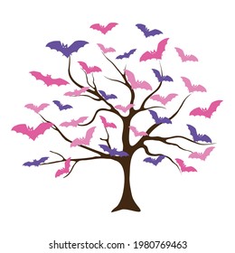 Halloween background with the bats .  Happy holiday abstract backdrop. Halloween and Thanksgiving in night skies background concept.