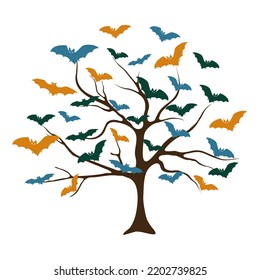 Halloween background with the bats .  Happy holiday abstract backdrop. Halloween and Thanksgiving in night skies background concept.
