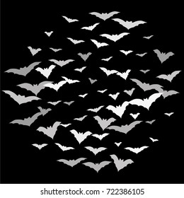 Halloween background. Bats isolated on black. 