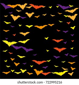 Halloween background. Bats isolated on black. 