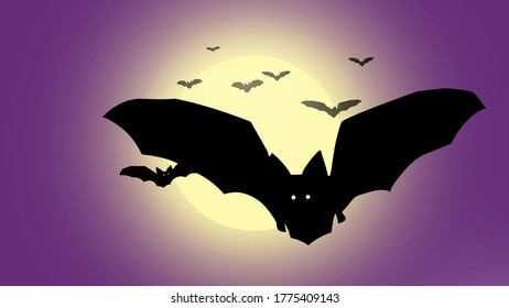 halloween background with bats and moon