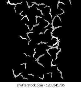 Halloween background with bats on black. Halloween party card background template. Flying bats.
