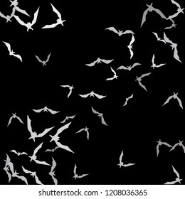 Halloween background with bats on black. Halloween party card background template. Flying bats.
