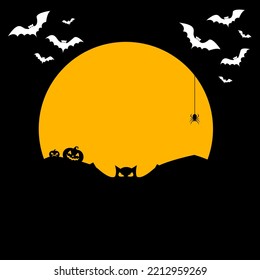 Halloween background with bats on black background.Vector Illustration