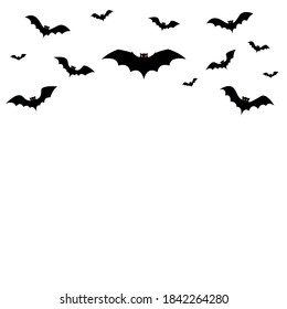 Halloween background with bats on white background