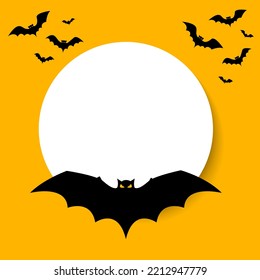 Halloween background with bats on yellow background.Vector Illustration