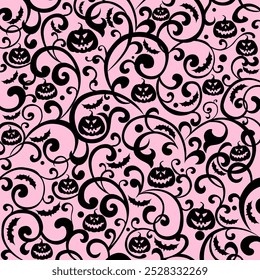 Halloween Hintergrund mit Fledermäusen und Kürbis. Gut für textile Stoffgestaltung, Umschlagpapier, Website Tapeten, Textil, Tapete und Bekleidung. Vektorgrafik