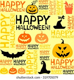 Halloween background with bats and pumpkin. vector illustration