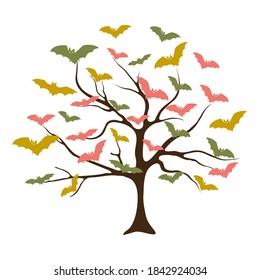 Halloween background with the bats .  Retro style with vintage color tone.  Luxury and elegant style 3D illustration for holiday template