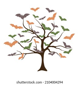 Halloween background with the bats. Retro style with vintage color tone.  Luxury and elegant style 3D illustration for holiday template