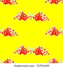 Halloween Background with Bats. Seamless Pattern with Hand Drawn Zentangle Vampires Traced to Vector. Funny Doodled Bats for Decoration, Wallpaper, Wrapping, Flyer
