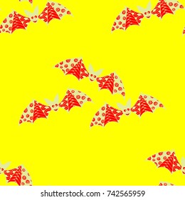 Halloween Background with Bats. Seamless Pattern with Hand Drawn Zentangle Vampires Traced to Vector. Funny Doodled Bats for Decoration, Wallpaper, Wrapping, Flyer