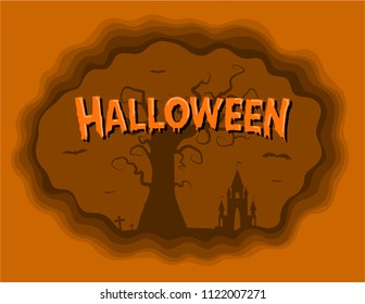 Halloween Background Bats silhouettes, paper cut out. Paper cut banner concept,vector illustration,EPS10