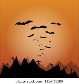 Halloween Background Bats silhouettes, vector illustration