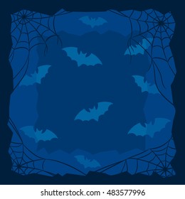 Halloween background with bats and spider web