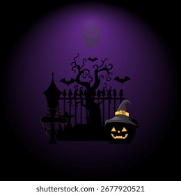 Fondo de Halloween con murciélagos y arañas. Ilustración vectorial. Eps 10