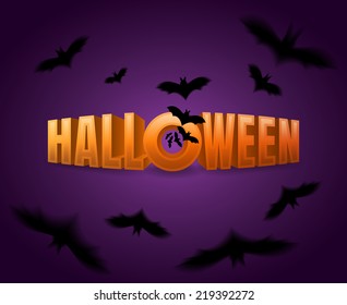 halloween background with bats vector illustration