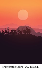 Halloween background with Beautiful Castles Graphic design