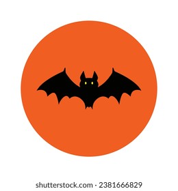 Halloween-Hintergrund mit schwarzen Fledermäusen auf orangefarbenem Hintergrund. Vektorgrafik.