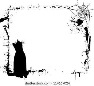 Halloween background  black cat frame