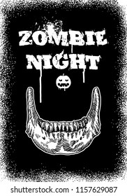 Halloween background in black and white with hand drawing. Vector 