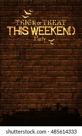 Halloween background with brick wall