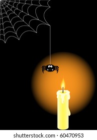 Halloween background with candle and spider