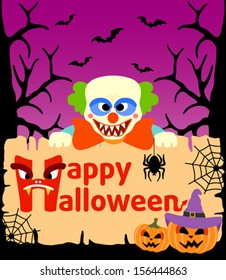 Halloween background card with Clown 