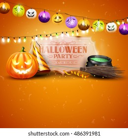 Halloween background or card with Halloween elements and with place for your text
