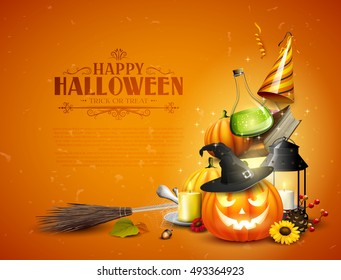 Halloween background or card with Halloween elements and with place for your text