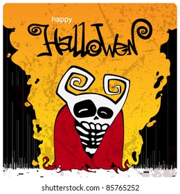 Halloween background with cartoon monster.