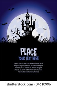 Halloween background with castle, element for design, vector illustration