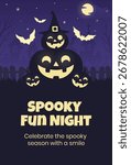 Halloween background with castle, graveyard and bats. Vector illustration.