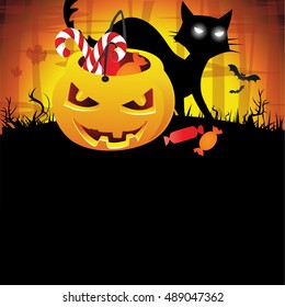 Halloween background with cat