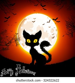 Halloween background a cat. vector