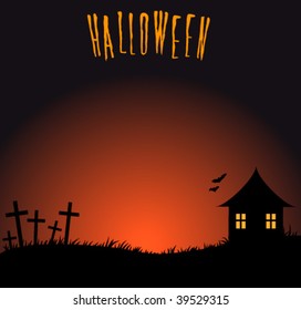 Halloween background with cemetery