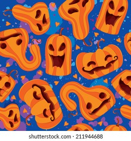 Halloween background with cheerful pumpkins - you can use it for package design, invitations, flyers, postcards and so on. Halloween theme background.